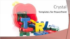  Presentation with white letters - Colorful presentation theme enhanced with many vintage wooden letters in toy bucket isolated over white background backdrop and a white colored foreground