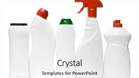  Presentation with clean - Presentation theme having many-white-clean-bottles-isolated background and a white colored foreground