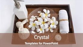  Presentation with bottle - Presentation consisting of many white frangipani in bowl background and a  colored foreground