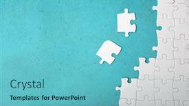  Presentation with puzzle - Colorful PPT layouts enhanced with many-white-piece-of-puzzle backdrop and a light blue colored foreground
