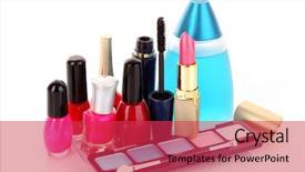 Presentation with cosmetics beauty cosmetic white - Beautiful slides featuring many woman cosmetics on white background backdrop and a red colored foreground
