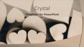 Presentation with hearts - PPT theme enhanced with many-wooden-colorless-hearts-background background and a soft green colored foreground