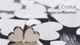  Presentation with true love - Cool new theme with many-wooden-colorless-hearts-background backdrop and a light gray colored foreground