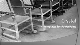  Presentation with rustic wood wooden frame - Amazing PPT layouts having many wooden rocking chairs backdrop and a gray colored foreground