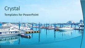  Presentation with qingdao - Beautiful presentation theme featuring docked at the pier qingdao backdrop and a sky blue colored foreground