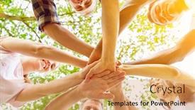  Presentation with circle - Colorful slide deck enhanced with many-young-students backdrop and a coral colored foreground