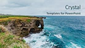  Presentation with scenery - Audience pleasing PPT theme consisting of manzamo cape in okinawa japan backdrop and a lemonade colored foreground