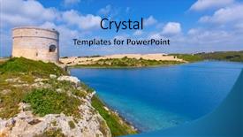  Presentation with tower air trafik control - Audience pleasing slide deck consisting of mao - menorca la mola watchtower tower backdrop and a teal colored foreground