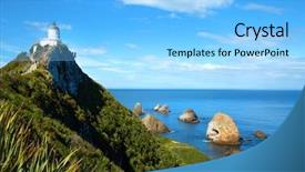  Presentation with lighthouse - Presentation theme consisting of maori - lighthouse on the top background and a light blue colored foreground