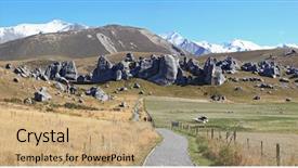  Presentation with new zealand - Amazing slides having maori - panorama curve pathway at castle backdrop and a coral colored foreground