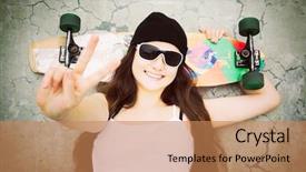  Presentation with peace - Theme consisting of maori - skater girl doing peace sign background and a coral colored foreground