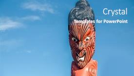  Presentation with traditional culture - Presentation theme with maori-traditional-wooden-carving-marae background and a teal colored foreground