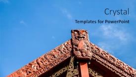  Presentation with high quality - Slide deck enhanced with maori-traditional-wooden-carving-marae background and a teal colored foreground