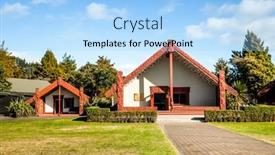  Presentation with traditional culture - Presentation theme featuring maori-traditional-wooden-carving-marae background and a light blue colored foreground