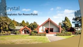  Presentation with traditional culture - Slide set featuring maori-traditional-wooden-carving-marae background and a light blue colored foreground