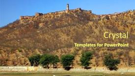  Presentation with rajasthan - Presentation design featuring maota lake and jaigarh fort in jaipur rajasthan india background and a tawny brown colored foreground