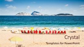  Presentation with ipanema beach - Audience pleasing presentation design consisting of maountain - people enjoying the beautiful ipanema backdrop and a lemonade colored foreground