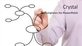  Presentation with organization - Slide deck featuring mind map - businessman's hand drawing an organization background and a white colored foreground