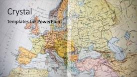  Presentation with old map - Amazing PPT theme having old xix century geographical map backdrop and a mint green colored foreground