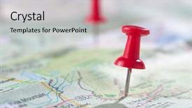  Presentation with travel - Presentation having map - travel concept with red pushpin background and a light gray colored foreground