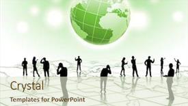  Presentation with communication - Colorful PPT layouts enhanced with map abstract - human figures connected together backdrop and a soft green colored foreground