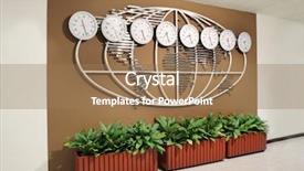  Presentation with showing world map for shipping - Beautiful presentation theme featuring map and clocks showing time backdrop and a coral colored foreground