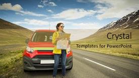  Presentation with wrong and right way - Audience pleasing theme consisting of female tourist watching a map backdrop and a light blue colored foreground