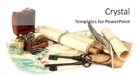  Presentation with treasure - Colorful presentation enhanced with map and treasures isolated backdrop and a white colored foreground