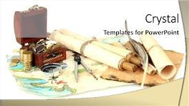  Presentation with pirate treasure map - Amazing slide set having map and treasures isolated backdrop and a white colored foreground