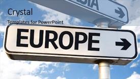  Presentation with council europe - Cool new slides with map germany - europe direction sign on sky backdrop and a teal colored foreground