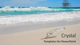  Presentation with pirate treasure map - Audience pleasing PPT theme consisting of map in bottle with pirate backdrop and a soft green colored foreground