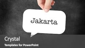  Presentation with indonesia map - Slide deck enhanced with map indonesia - jakarta written on a speechbubble background and a dark gray colored foreground