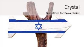  Presentation with israel flag - Presentation design with map isreal - israel flag wooden sign isolated background and a light gray colored foreground