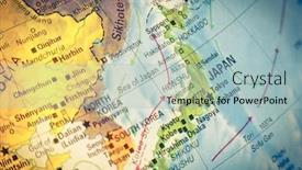  Presentation with map vintage - Slide set with map-japan-vintage-close-up background and a light blue colored foreground