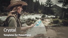  Presentation with direction - Colorful presentation design enhanced with map near wild mountain river backdrop and a  colored foreground