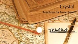  Presentation with travel diary - PPT theme having map of a world travel background and a red colored foreground