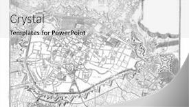  Presentation with map vintage - Cool new presentation theme with map-of-brussels-vintage-engraving backdrop and a light gray colored foreground