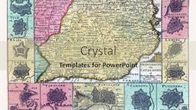  Presentation with map vintage - PPT theme having map-of-catalonia-vintage-engraving background and a mint green colored foreground