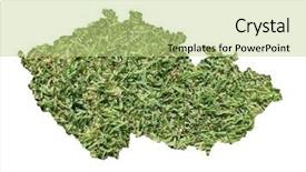  Presentation with environmental - Slide deck featuring map of czech republic filled with green grass environmental and ecological concept background and a mint green colored foreground