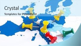  Presentation with europe - Theme having map of europe and pins background and a arctic colored foreground