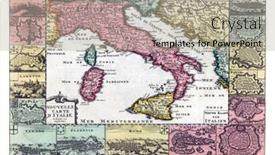  Presentation with italy map - PPT layouts featuring map-of-italy-vintage-engraving background and a mint green colored foreground