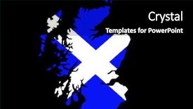  Presentation with scottish flag - Slide set having fit young brunette pilates instructor showing different exercises on white a blue mat white background not isolated background and a pink colored foreground.