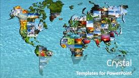  Presentation with world travel - Colorful slide deck enhanced with map of the world backdrop and a light blue colored foreground