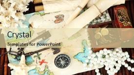  Presentation with pirate treasure map widescreen - Cool new PPT theme with map of treasures on dark backdrop and a lemonade colored foreground