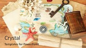  Presentation with pirate treasure map - Beautiful presentation featuring map of treasures on wooden backdrop and a coral colored foreground