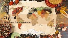  Presentation with spices - Slide deck featuring map of world made background and a yellow colored foreground