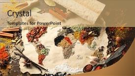  Presentation with spices - PPT theme featuring map of world made background and a coral colored foreground