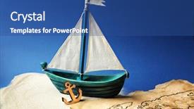  Presentation with old map - Beautiful PPT theme featuring wooden boat and old map backdrop and a ocean colored foreground