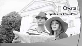  Presentation with globel map - Presentation enhanced with map outside st casimir church background and a white colored foreground