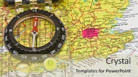  Presentation with bali indonesia touristic destination - Presentation theme featuring map pin - destination london background and a mint green colored foreground